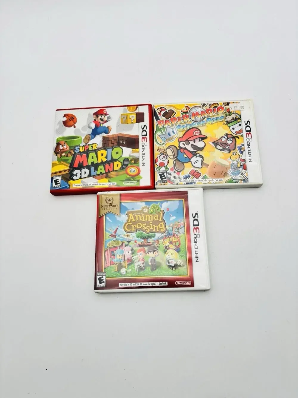 Lot Of 3 Nintendo 3DS Cases Mario 3D Land Paper Mario Animal Crossing NO GAMES